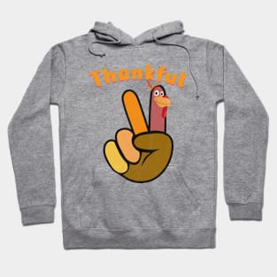 Peace Hand Sign Thankful Turkey Thanksgiving Hoodie